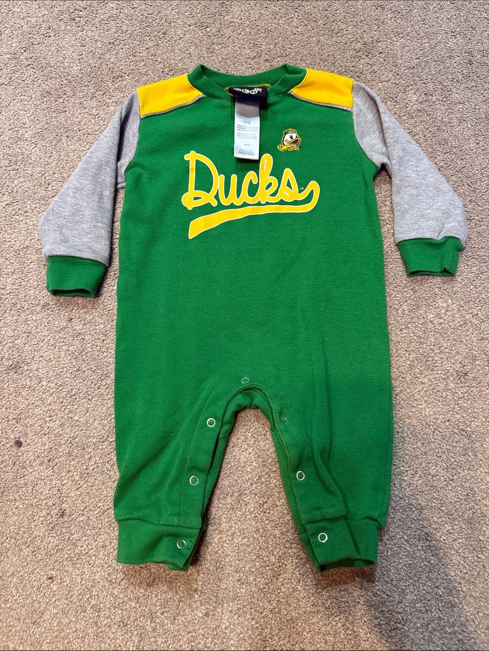 GEN2 Oregon Ducks Green Long Sleeve Sweatshirt One Piece Romper Size 6/9 M